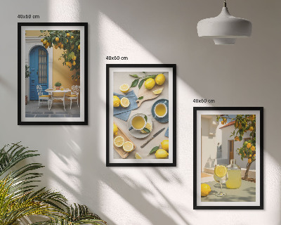 Wall art set Lemons lemonade blue door