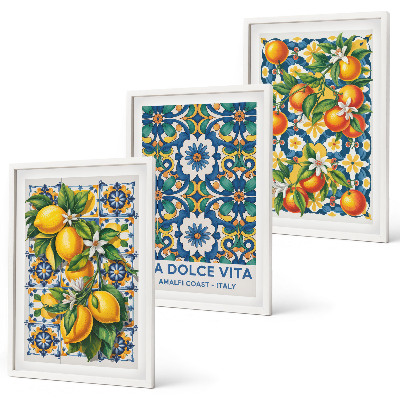 Three-piece wall art piece Citrus colorful abstracts