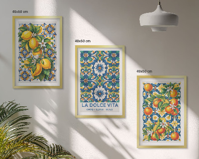 Three-piece wall art piece Citrus colorful abstracts