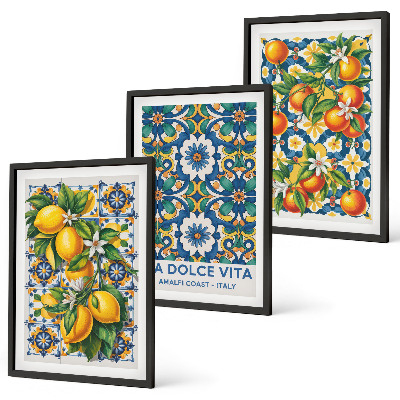 Three-piece wall art piece Citrus colorful abstracts