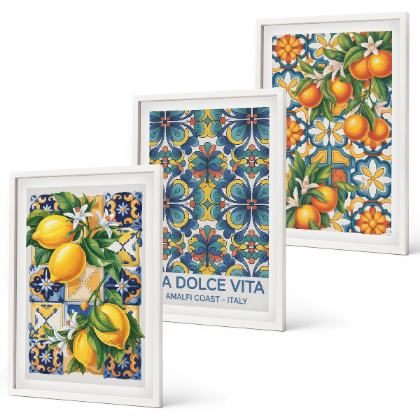 Wall art set Lemon orange blossoms patterns