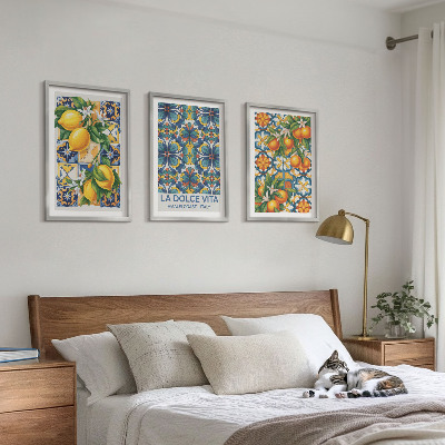 Wall art set Lemon orange blossoms patterns