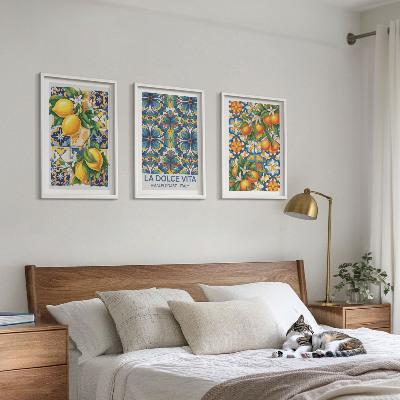 Wall art set Lemon orange blossoms patterns