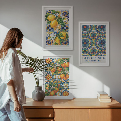 Wall art set Lemon orange blossoms patterns