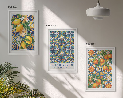 Wall art set Lemon orange blossoms patterns