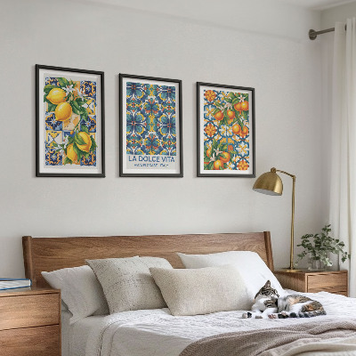 Wall art set Lemon orange blossoms patterns