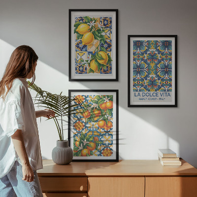 Wall art set Lemon orange blossoms patterns