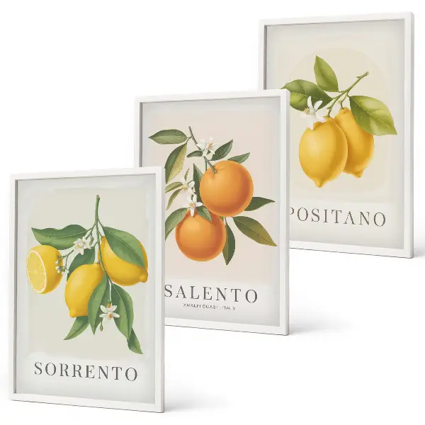 Amalfi lemons and oranges wall art three-piece set