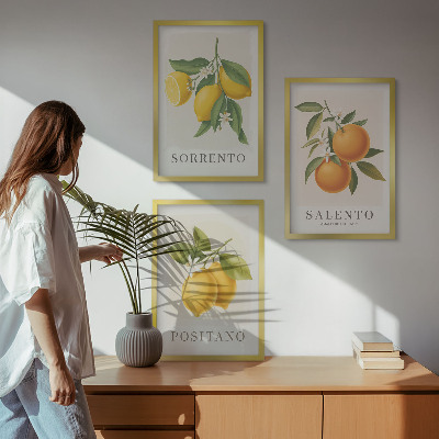 Three-piece wall art piece Amalfi lemons and oranges