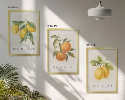 Amalfi lemons and oranges wall art three-piece set