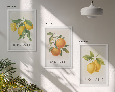 Three-piece wall art piece Amalfi lemons and oranges