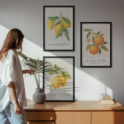 Three-piece wall art piece Amalfi lemons and oranges