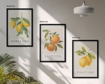 Three-piece wall art piece Amalfi lemons and oranges