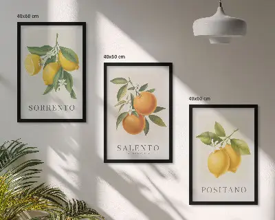 Amalfi lemons and oranges wall art three-piece set