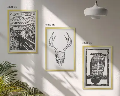 Wall art set Screaming skull owl graphics