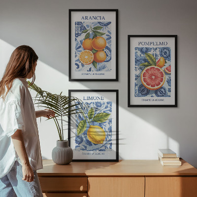 Wall art set Citrus Fruit Vintage Illustrations