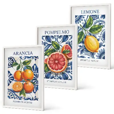 Three-piece Italian citrus fashion wall art set decorative posters