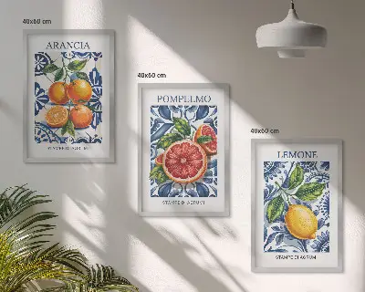 Three-piece Italian citrus fashion wall art set decorative posters