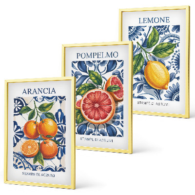 Three-piece wall art piece Italian citrus fashion posters