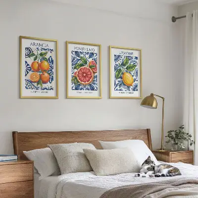 Three-piece Italian citrus fashion wall art set decorative posters