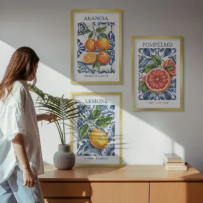 Three-piece Italian citrus fashion wall art set decorative posters