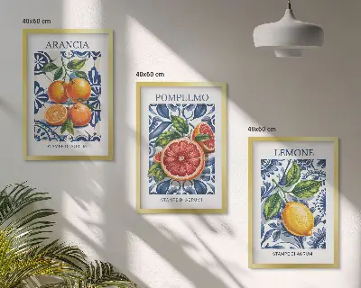 Three-piece Italian citrus fashion wall art set decorative posters