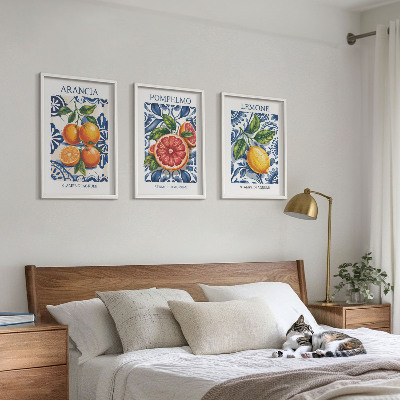 Three-piece wall art piece Italian citrus fashion posters