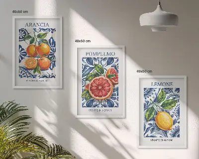 Three-piece Italian citrus fashion wall art set decorative posters