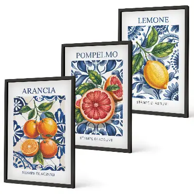 Three-piece Italian citrus fashion wall art set decorative posters