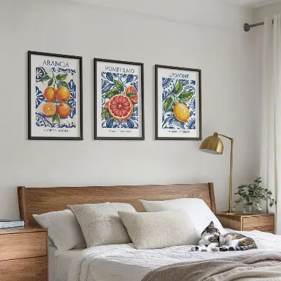Three-piece Italian citrus fashion wall art set decorative posters