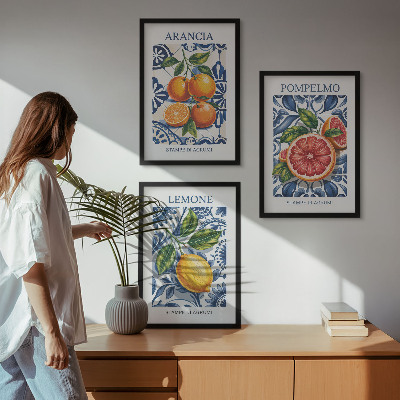 Three-piece wall art piece Italian citrus fashion posters