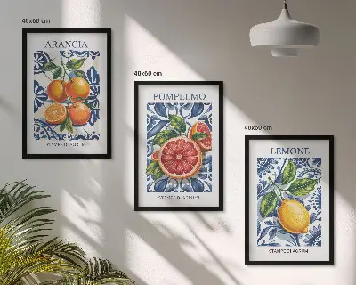 Three-piece Italian citrus fashion wall art set decorative posters