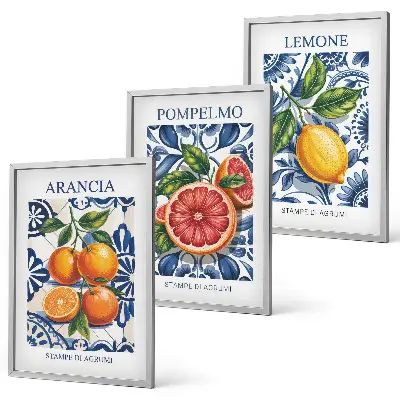 Three-piece Italian citrus fashion wall art set decorative posters