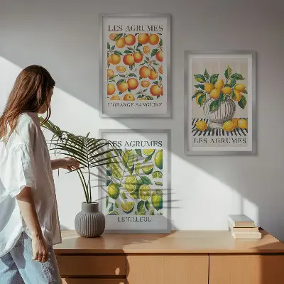 Citrus fruits wall art set colorful decorative collection