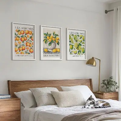 Citrus fruits wall art set colorful decorative collection