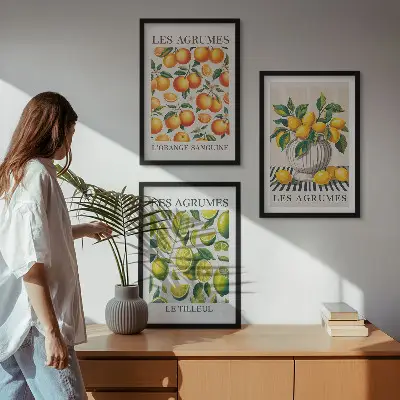 Citrus fruits wall art set colorful decorative collection