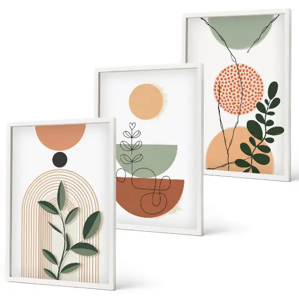 Abstract plant shapes wall art set 