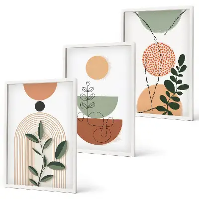 Abstract plant shapes wall art set 