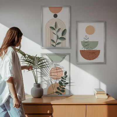 Wall art set Abstract plant shapes