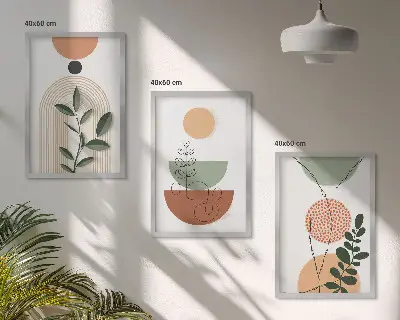 Abstract plant shapes wall art set 