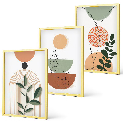Wall art set Abstract plant shapes