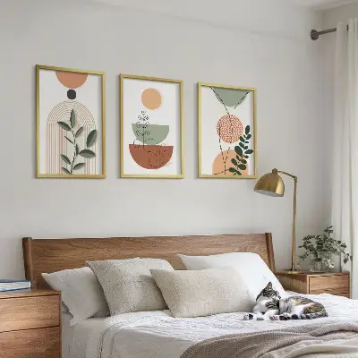 Abstract plant shapes wall art set 