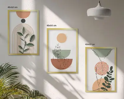Abstract plant shapes wall art set 