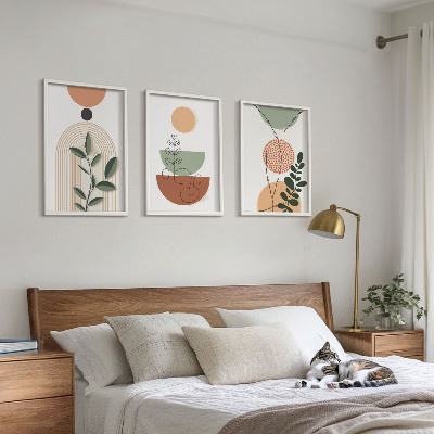 Wall art set Abstract plant shapes