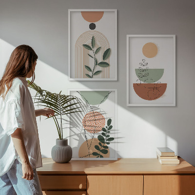 Wall art set Abstract plant shapes