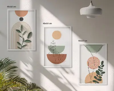 Abstract plant shapes wall art set 