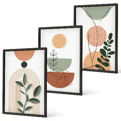 Abstract plant shapes wall art set 