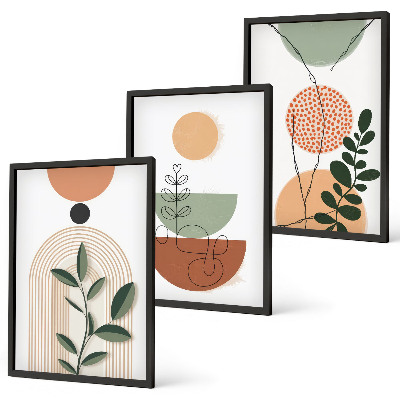 Wall art set Abstract plant shapes