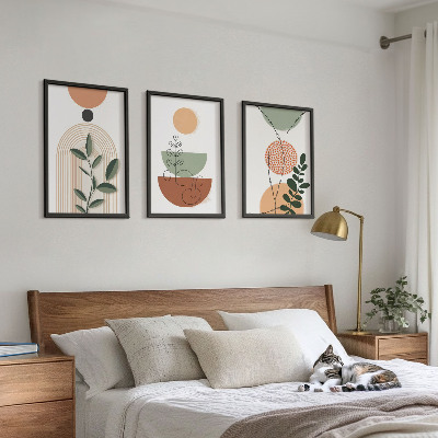 Wall art set Abstract plant shapes