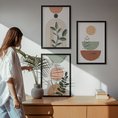 Wall art set Abstract plant shapes